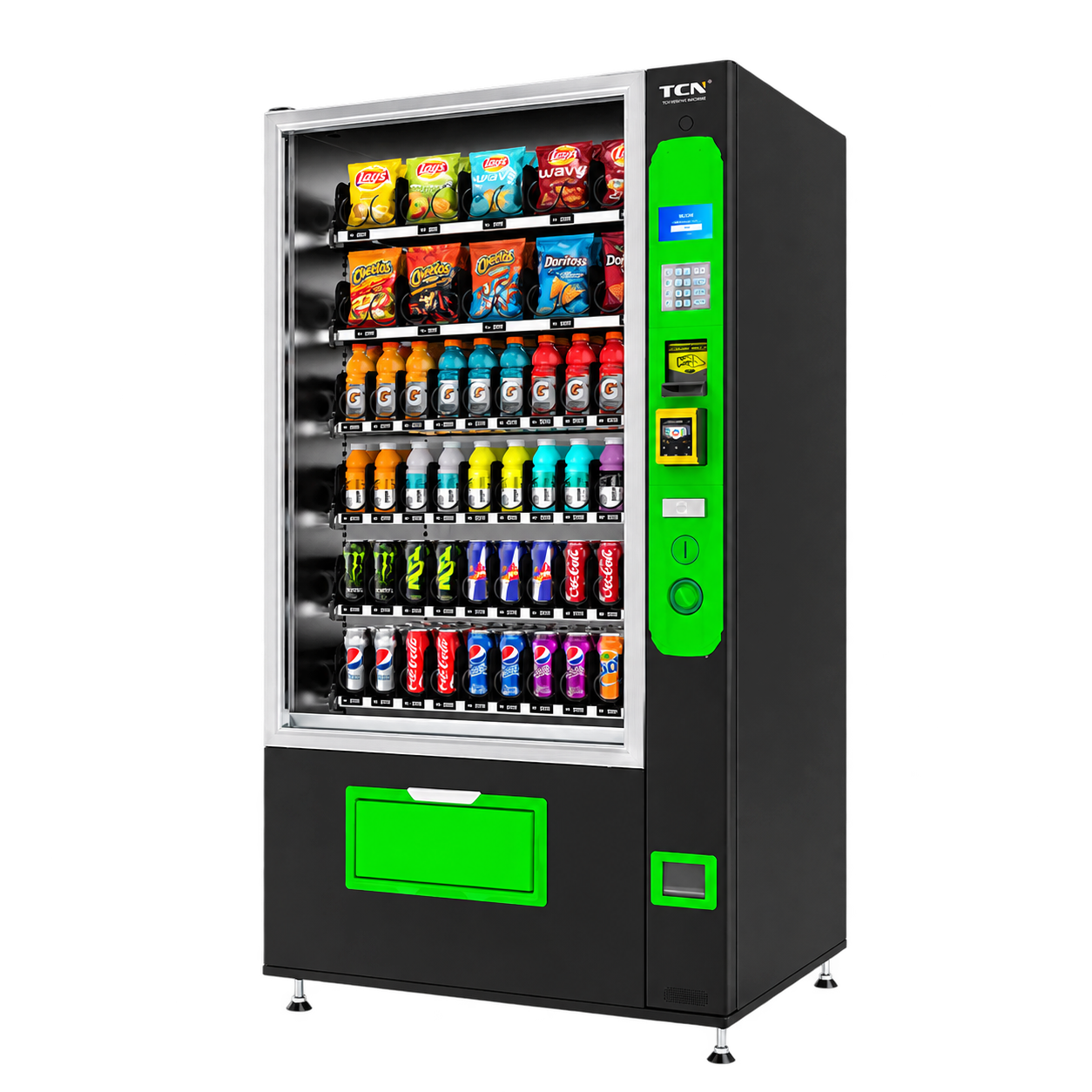 Configured snack and drink vending machine